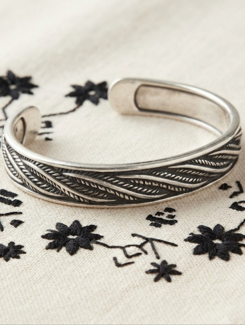 Vintage .925 Sterling Silver Heavy Braided Twist Open Cuff Bracelet